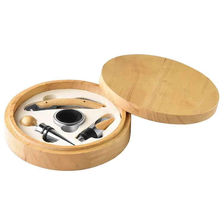 Set di vino in bambù a forma rotonda