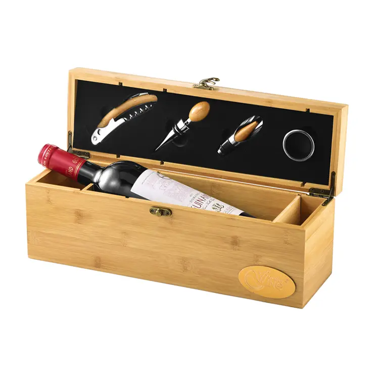 Set di vino in bambù a bottiglia singola